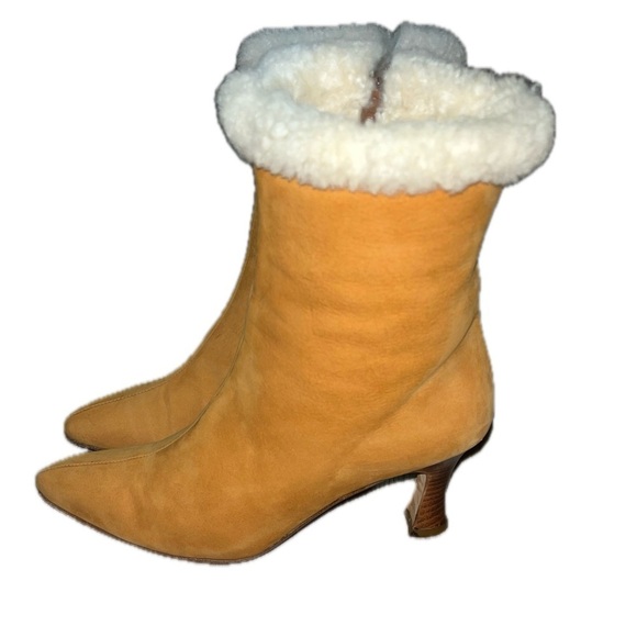 Bally Shearling Suede Booties Heels, Size 7.5, Made in Italy - Picture 6 of 12